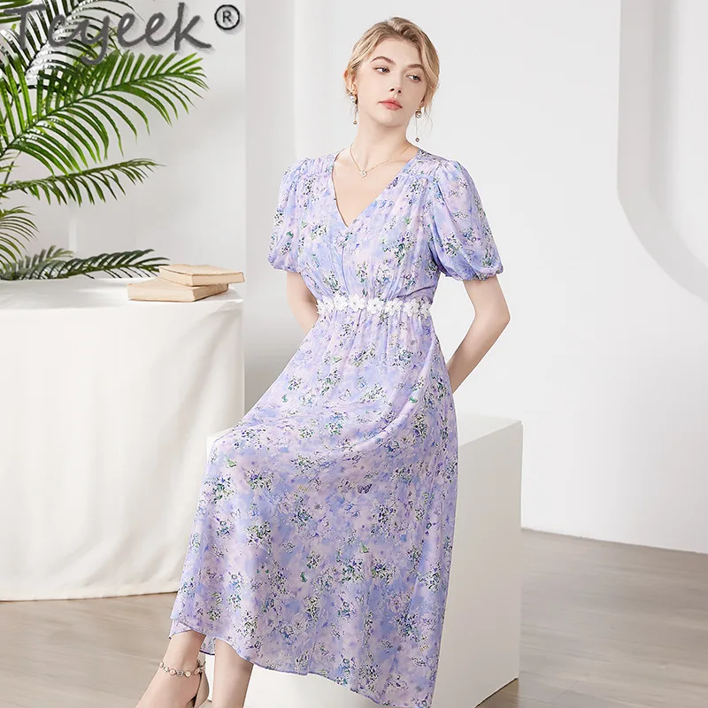 Tcyeek 100% Real Mulberry Silk Dresses for Women Spring Summer Clothes Elegant and Pretty Women's Dresses High-end Floral Dress
Tcyeek 100% Real Mulberry Silk Dresses for Women Spring Summer Clothes Elegant and Pretty Women's Dresses High-end Floral Dress