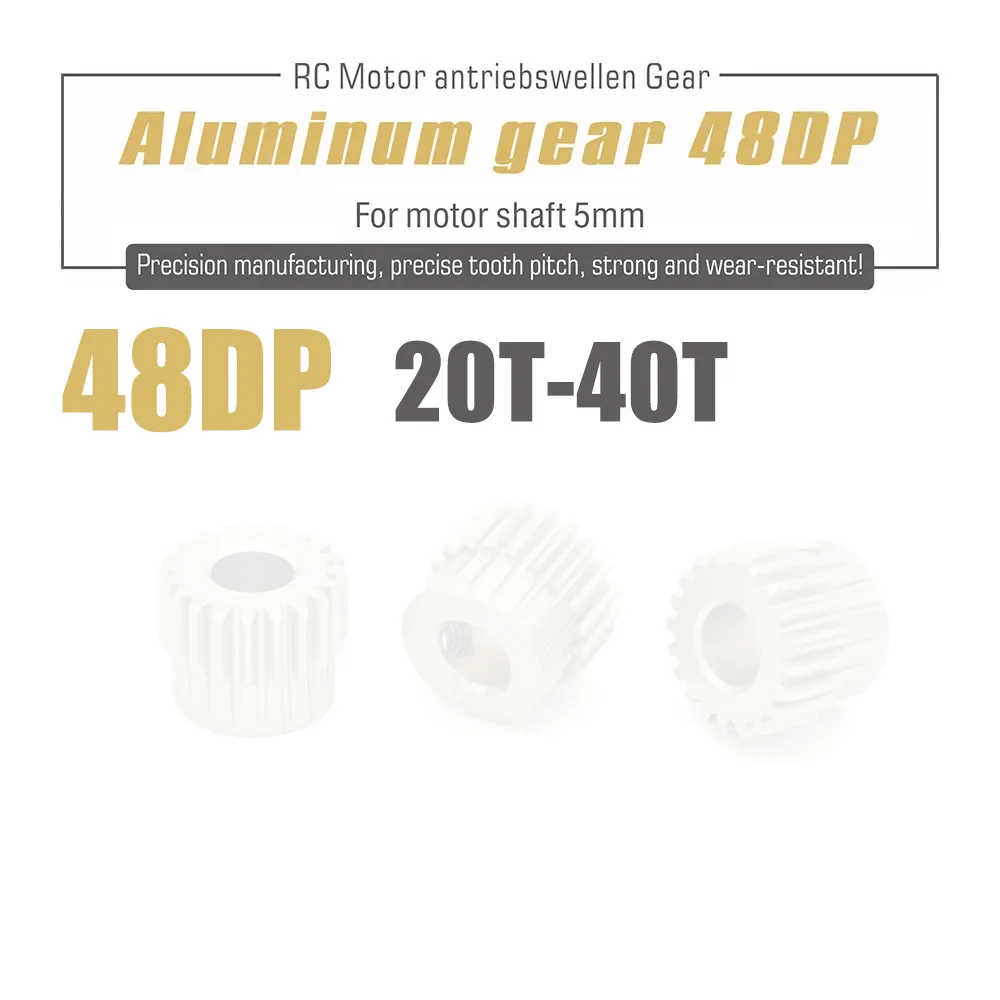 48DP 5mm 20T 22T 24T 26T 27T 28T 29T 30T 31T 32T 34T 36T 38T 40T Metal Pinion Motor Gear for 1/10 Axial Scx10 RC Car Buggy Truck
48DP 5mm 20T 22T 24T 26T 27T 28T 29T 30T 31T 32T 34T 36T 38T 40T Metal Pinion Motor Gear for 1/10 Axial Scx10 RC Car Buggy Truck