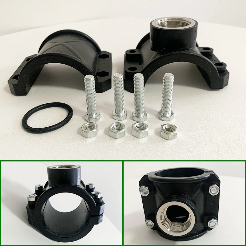 HDPE Pipe Connector PE Saddle Clamp with Stainless Steel Thread 25-110mm Quick Repair Fitting for Water Pipe 1/2'' 3/4'' 1'' Siz
HDPE Pipe Connector PE Saddle Clamp with Stainless Steel Thread 25-110mm Quick Repair Fitting for Water Pipe 1/2'' 3/4'' 1'' Siz