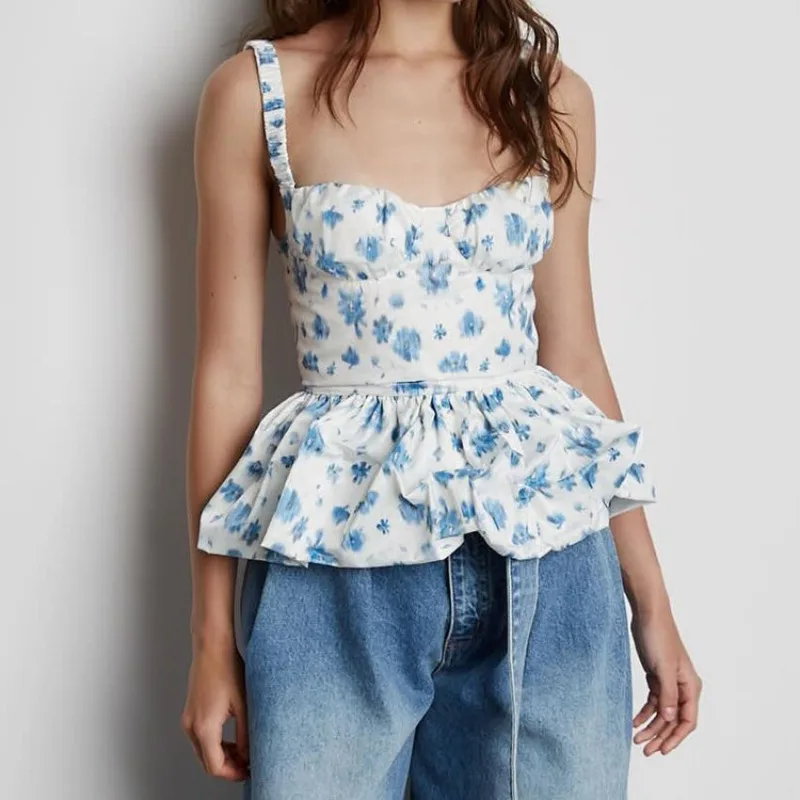 Floral Print Puffy Pleated Vest Tops Slim New French Elegant Short Blouse Coat Sleeveless Square Collar Outerwears for Lady 2026
Floral Print Puffy Pleated Vest Tops Slim New French Elegant Short Blouse Coat Sleeveless Square Collar Outerwears for Lady 2026
