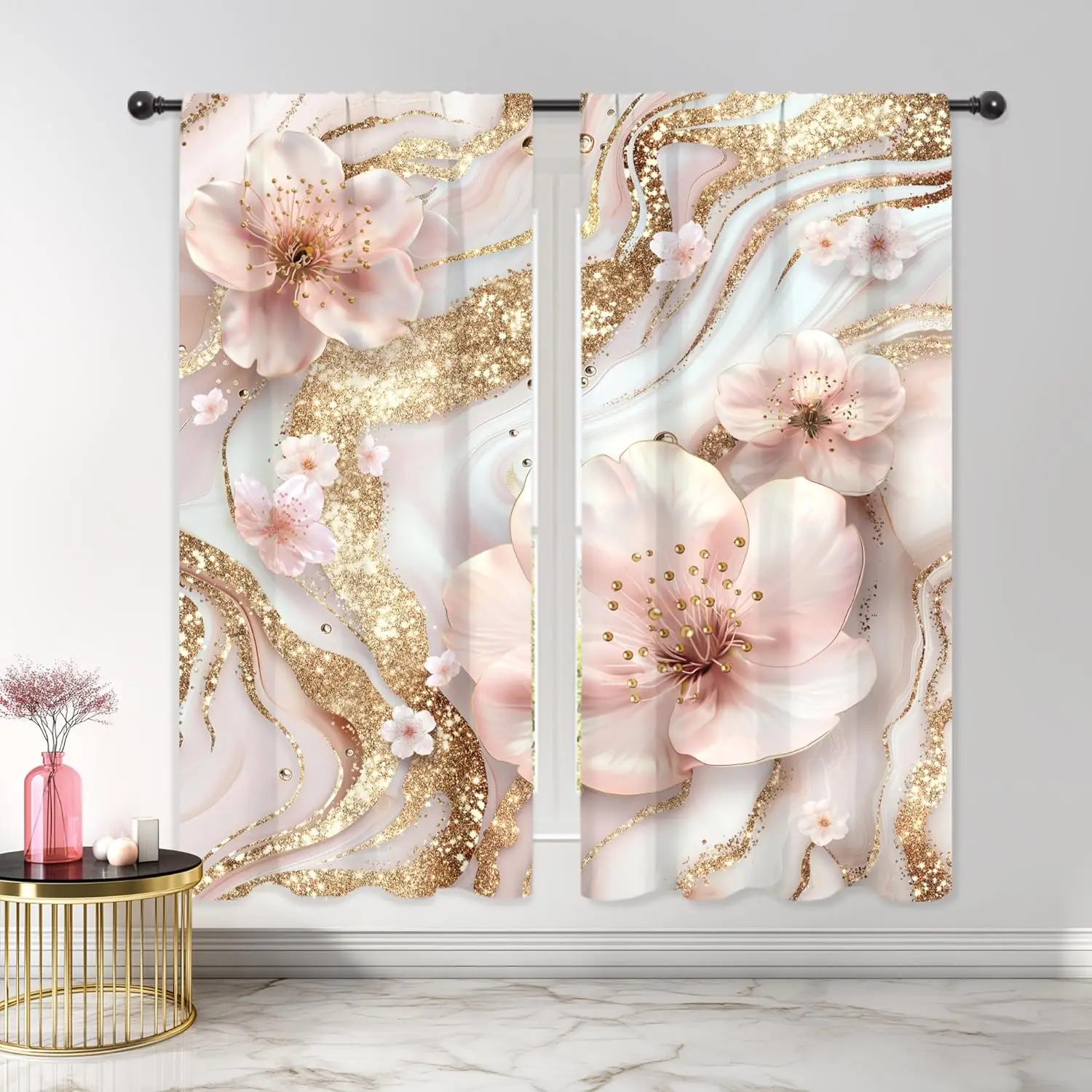 Pink and White Marble Curtains Modern Cherry Blossom Abstract Gold Floral Flower Botany Minimalist Rod Pocket Luxury Aesthetic
Pink and White Marble Curtains Modern Cherry Blossom Abstract Gold Floral Flower Botany Minimalist Rod Pocket Luxury Aesthetic