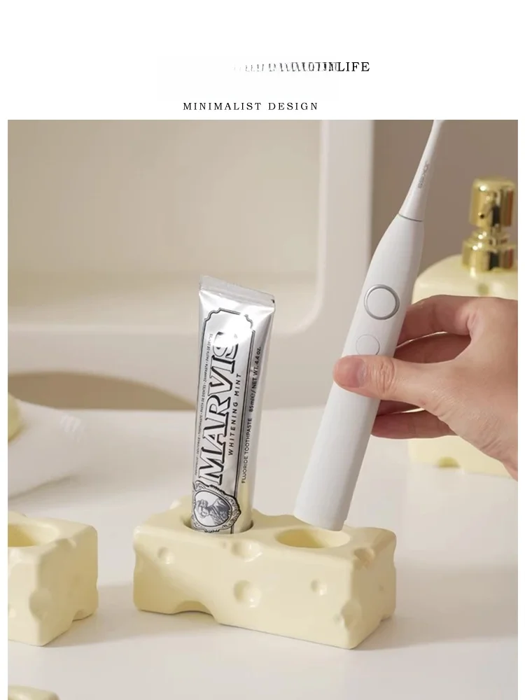 Ceramic Toothbrush Holder Cheese Style Bathroom Storage Rack Creamy Toothpaste Organizer Two Slots No Toothpaste Squeezer
Ceramic Toothbrush Holder Cheese Style Bathroom Storage Rack Creamy Toothpaste Organizer Two Slots No Toothpaste Squeezer