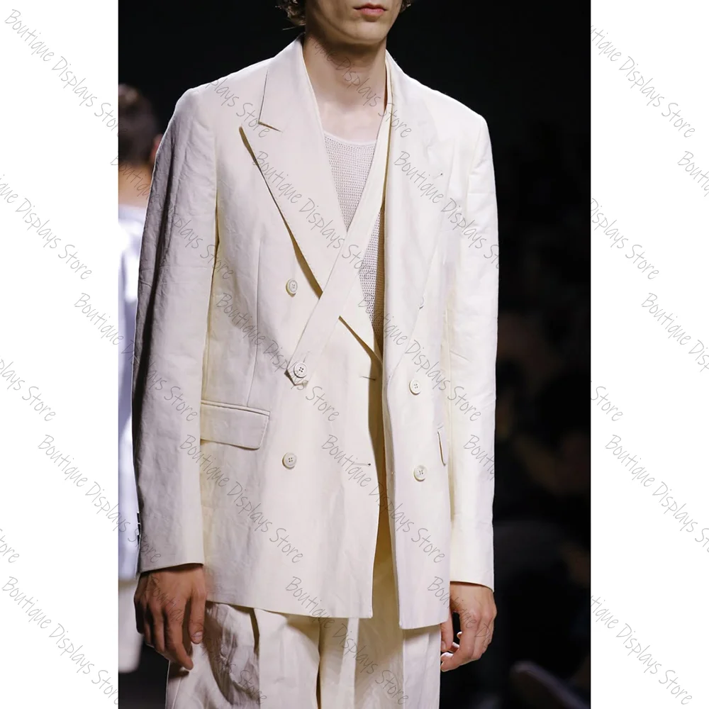 New White Double Breasted Men Suit Peaked Lapel Business Casual Formal Costume Homme 2 Pcs Set Jacket Pants
New White Double Breasted Men Suit Peaked Lapel Business Casual Formal Costume Homme 2 Pcs Set Jacket Pants
