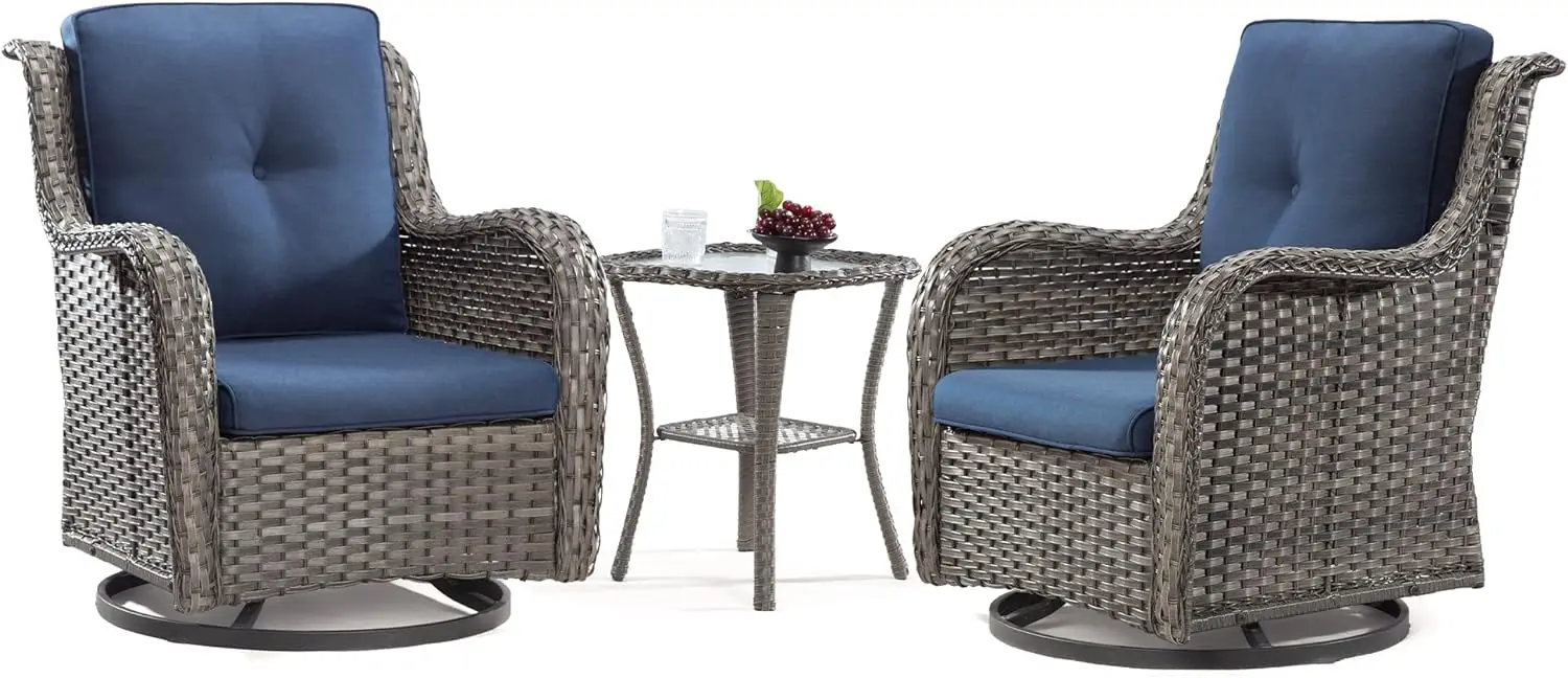 Outdoor Swivel Rocker Wicker Chairs Set of 3, High Back Swivel Patio Chairs Wicker Furniture Set, Rattan Swivel Rocking Chair
Outdoor Swivel Rocker Wicker Chairs Set of 3, High Back Swivel Patio Chairs Wicker Furniture Set, Rattan Swivel Rocking Chair