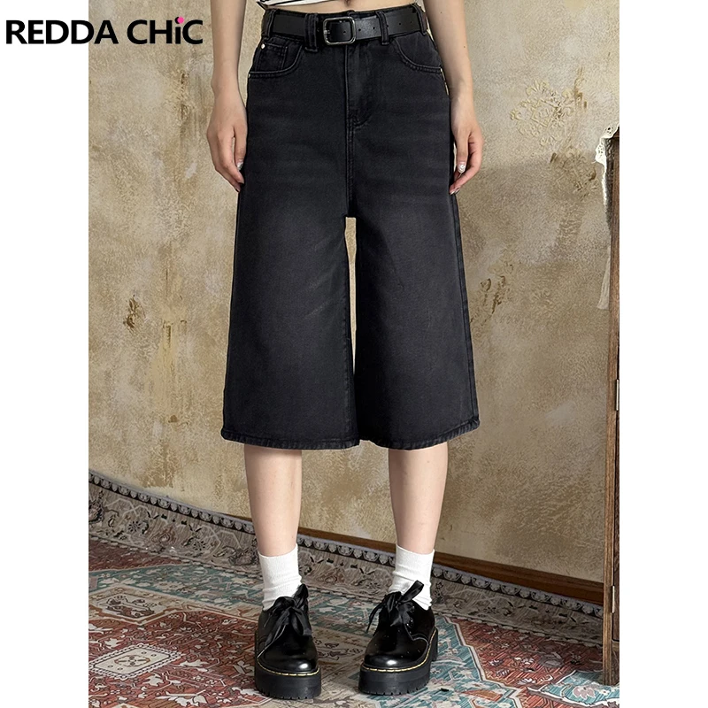 ReddaChic Big Size Women's Jean Shorts Dark Punk Solid Black Whiskers Clean Fit Wide Leg Casual Bermuda Pants Vintage Streetwear 
ReddaChic Big Size Women's Jean Shorts Dark Punk Solid Black Whiskers Clean Fit Wide Leg Casual Bermuda Pants Vintage Streetwear