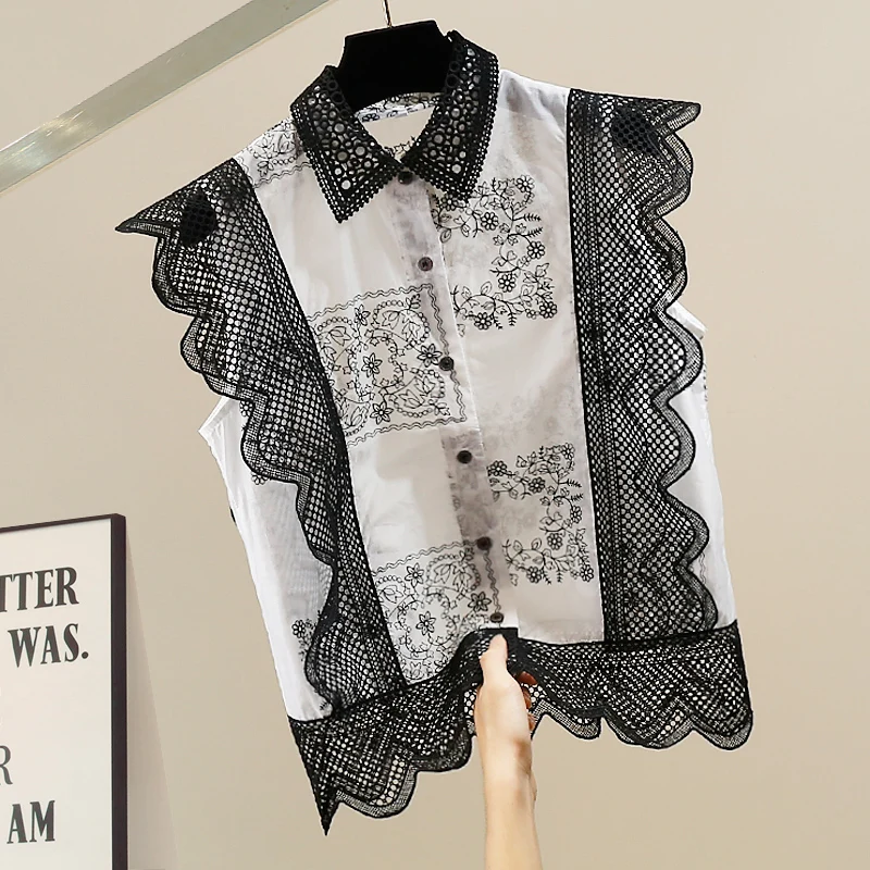 Faionable Embroidered Lace Hollow out Loose irt Design Sense Trendy Top Collar Sle Ne Line Cotton Blend Material
Faionable Embroidered Lace Hollow out Loose irt Design Sense Trendy Top Collar Sle Ne Line Cotton Blend Material