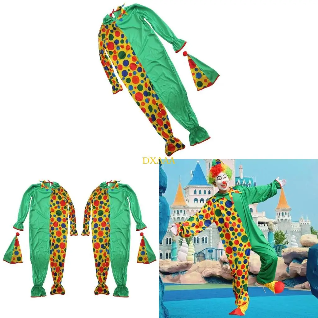 DXAA Clown Costume Clown Outfits Adult Clown Dress Up Set Clown Hat Clown Jumpsuit
DXAA Clown Costume Clown Outfits Adult Clown Dress Up Set Clown Hat Clown Jumpsuit
