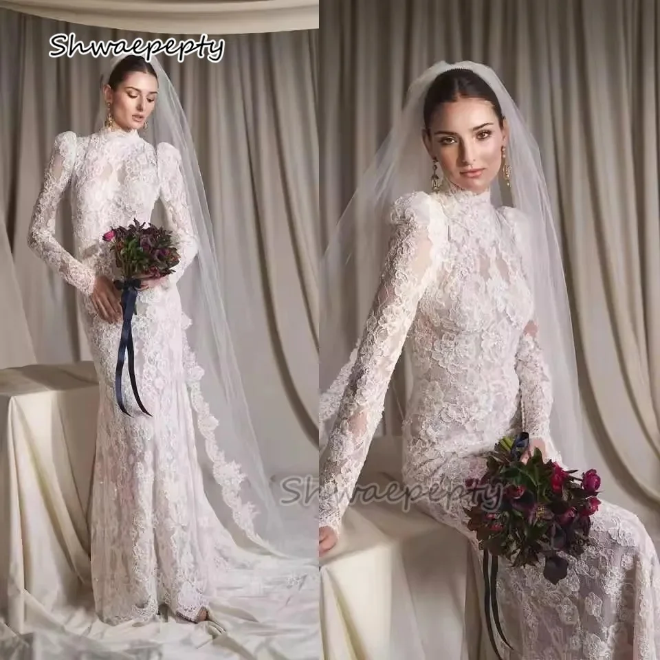 Vintage Lace Wedding Dress Long Sleeves High Neck Elegant Bridal Gown Customized Vestido De Novia
Vintage Lace Wedding Dress Long Sleeves High Neck Elegant Bridal Gown Customized Vestido De Novia