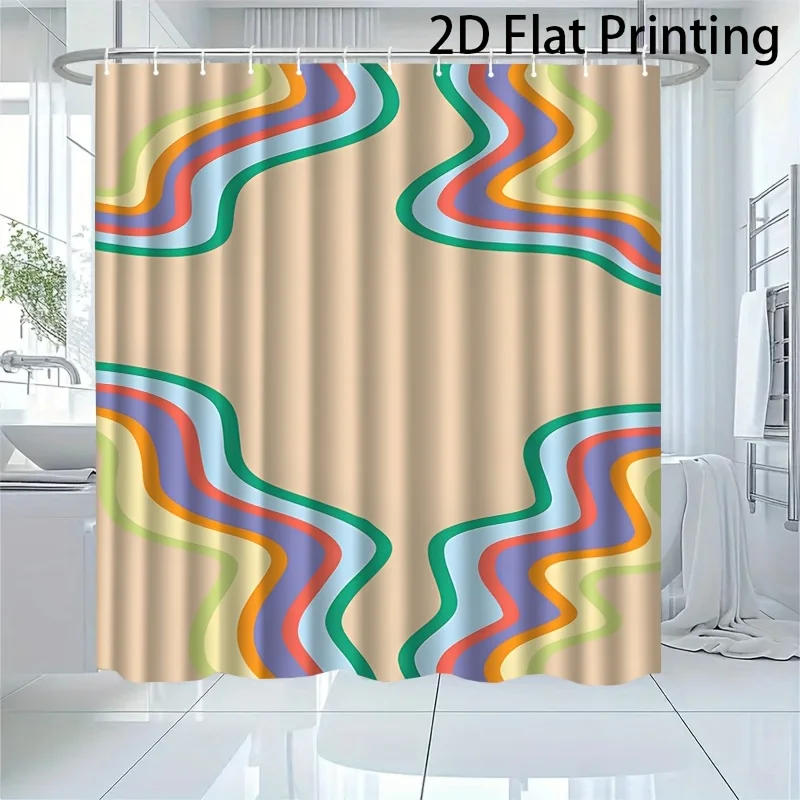 Modern Abstract Wavy Stripe Multi-Color Shower Curtain Waterproof Bathroom Decor Panel Accent Curtain Home Style 180x200cm
Modern Abstract Wavy Stripe Multi-Color Shower Curtain Waterproof Bathroom Decor Panel Accent Curtain Home Style 180x200cm