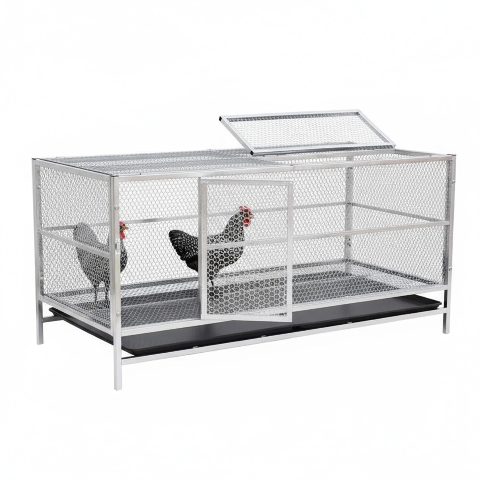 59x26x27in Chicken Coop with Waterproof Cover Poultry Crate with Feeding Door and Tray for Outdoor Backyard Farm Use
59x26x27in Chicken Coop with Waterproof Cover Poultry Crate with Feeding Door and Tray for Outdoor Backyard Farm Use