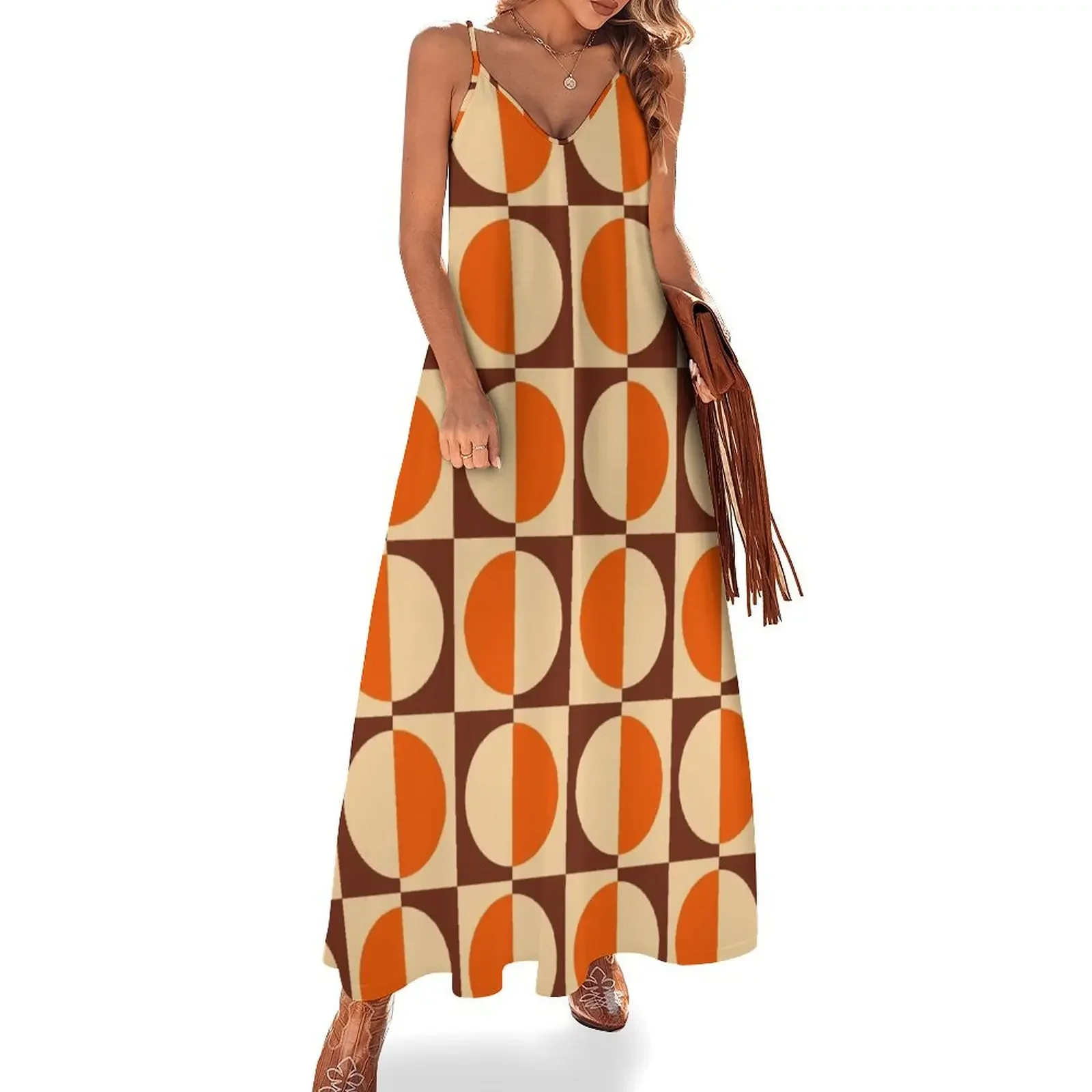 70s Retro Vintage Style Geometric Design Orange Brown and Beige Sleeveless Dress elegant guest wedding dress prom dresses
70s Retro Vintage Style Geometric Design Orange Brown and Beige Sleeveless Dress elegant guest wedding dress prom dresses