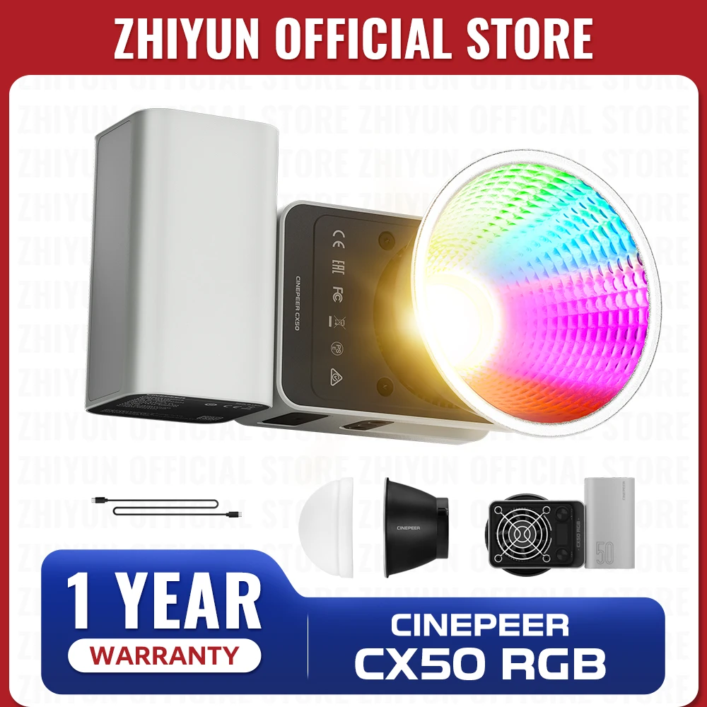 ZHIYUN Official CINEPEER CX50 RGB Video Light Full Color 2700K-6500K Portable Camera Light App Control for studio Live Lighting
ZHIYUN Official CINEPEER CX50 RGB Video Light Full Color 2700K-6500K Portable Camera Light App Control for studio Live Lighting