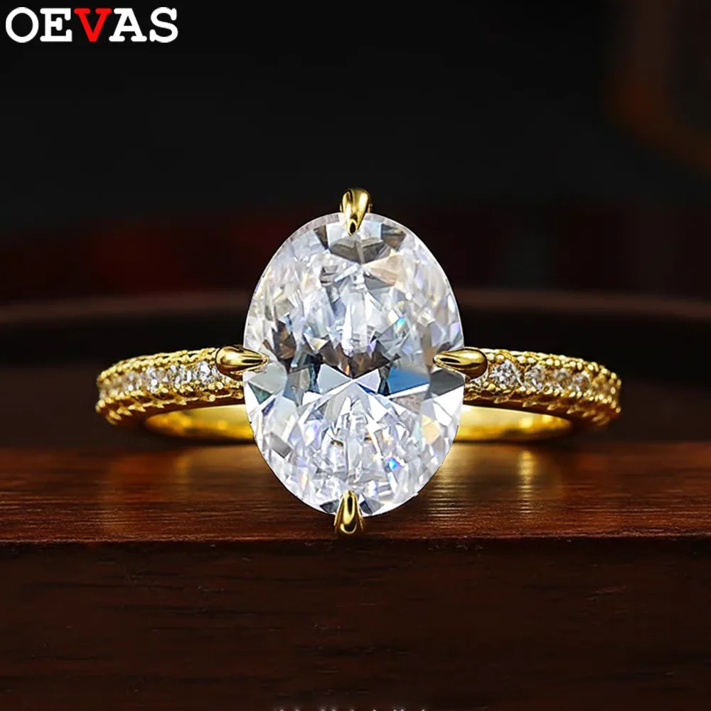 OEVAS 4CT Oval Cut Moissanite Rings For Women 100% S925 Silver Plated 18K Gold Sparkling Lab Diamond Wedding Band Fine Jewelry
OEVAS 4CT Oval Cut Moissanite Rings For Women 100% S925 Silver Plated 18K Gold Sparkling Lab Diamond Wedding Band Fine Jewelry