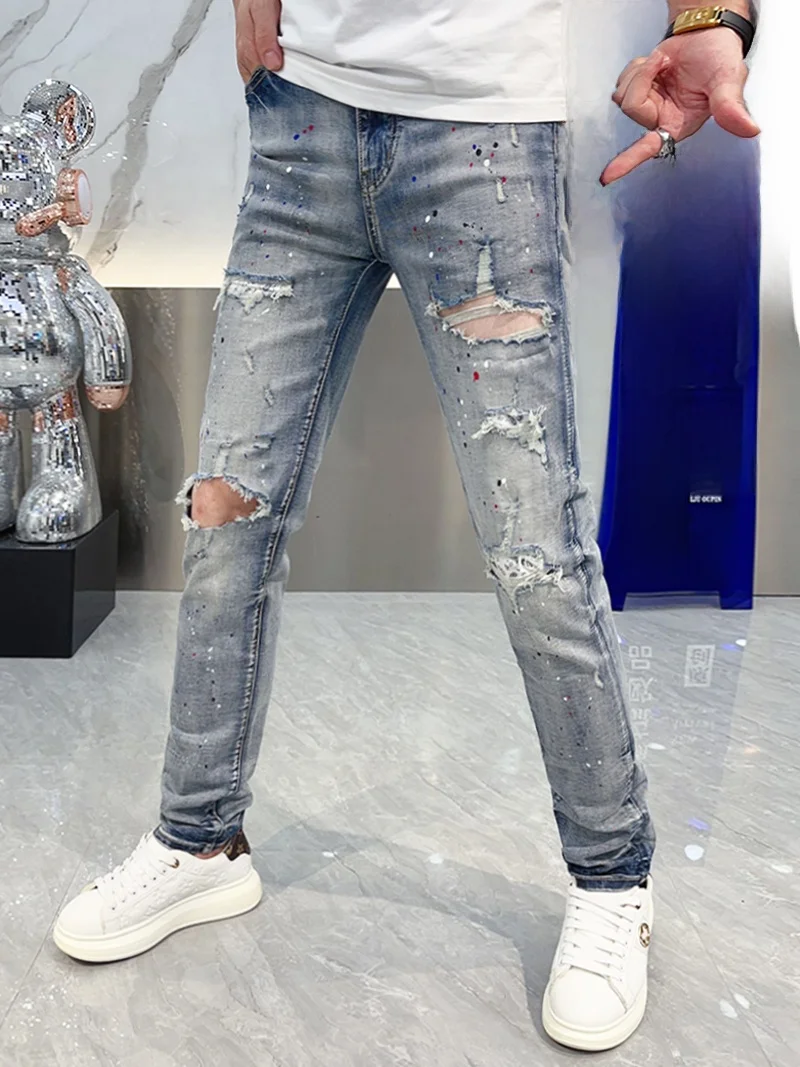 Trendy Slim Fit Men's Jeans Summer Lightweight Distred Faionable Skinny Pants Straight Leg Casual Jeans Youth
Trendy Slim Fit Men's Jeans Summer Lightweight Distred Faionable Skinny Pants Straight Leg Casual Jeans Youth