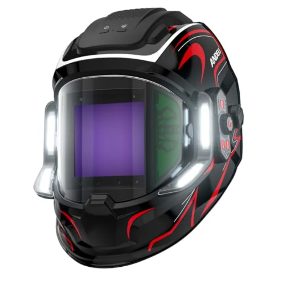 Welding Helmet with 4 LED Light, Panoramic Large Viewing Screen 3.94"X3.74" True Color Auto Darkening Welding Helmet, 6 Arc Sen
Welding Helmet with 4 LED Light, Panoramic Large Viewing Screen 3.94"X3.74" True Color Auto Darkening Welding Helmet, 6 Arc Sen