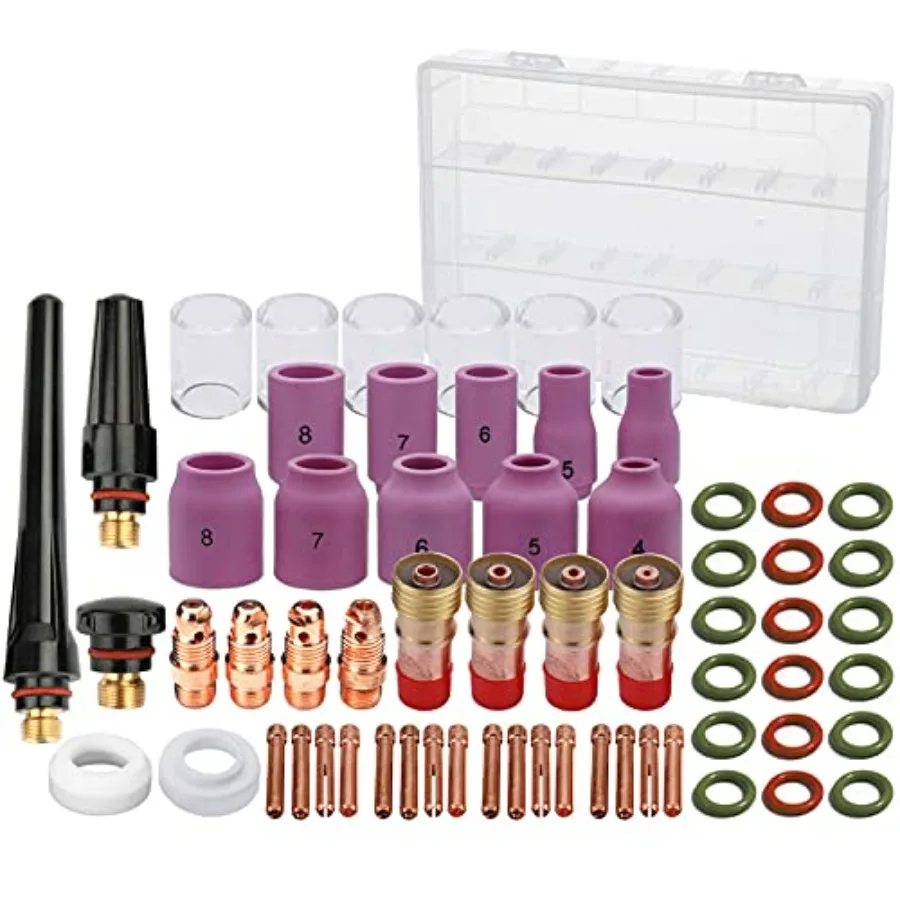 【Spot goods】63PCS TIG Welding Torch Accessories kit Nozzle Collets Body Stubb Stubby Gas Lens #10 Glass Cup Kit for WP-17/18/26
【Spot goods】63PCS TIG Welding Torch Accessories kit Nozzle Collets Body Stubb Stubby Gas Lens #10 Glass Cup Kit for WP-17/18/26