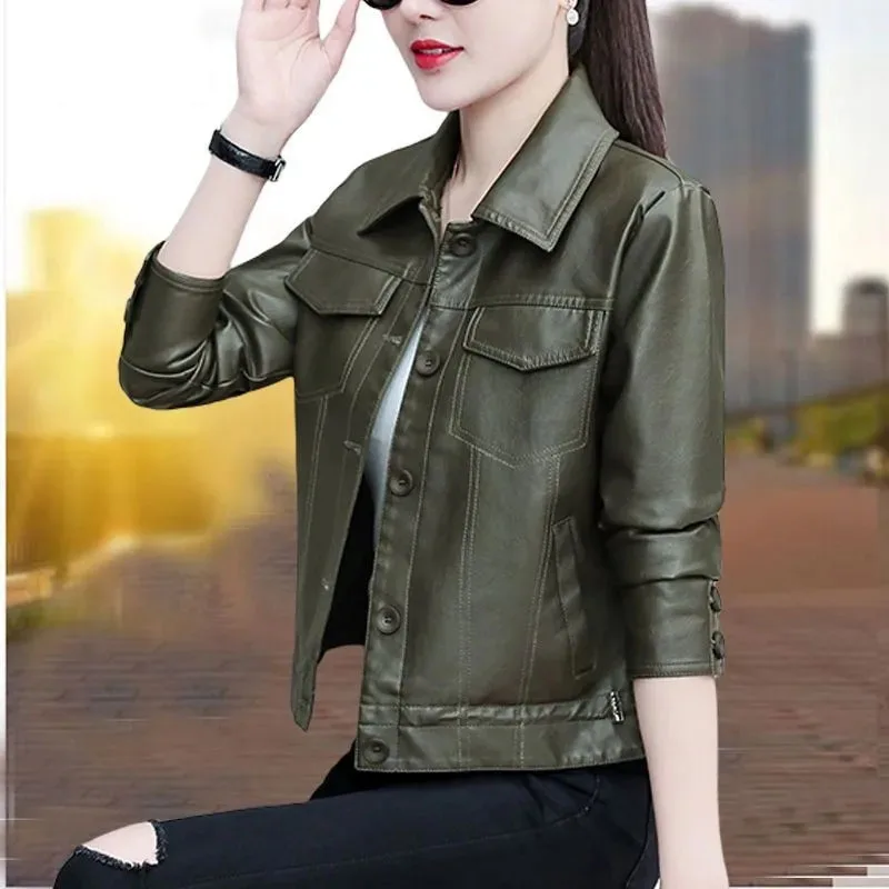 Women's Short Locomotive Coat Leather Jacket Spring Autumn Korean Style Fashion Versatile Casual Washed PU Leather Jacket
Women's Short Locomotive Coat Leather Jacket Spring Autumn Korean Style Fashion Versatile Casual Washed PU Leather Jacket