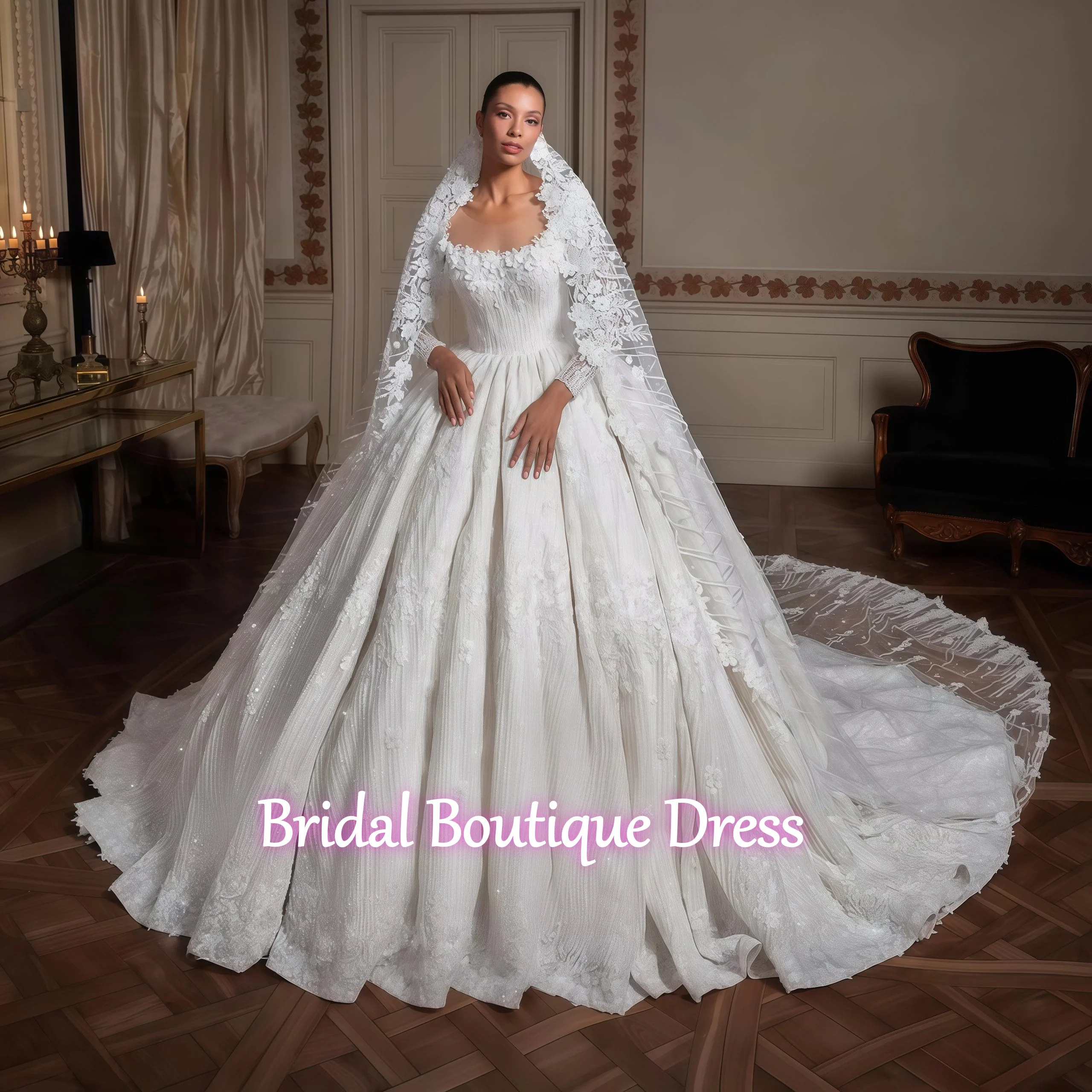 Customized Long Sleeve Luxury Ball Gown Wedding Dresses O-Neck Gorgeous Vestidos De Novia Applique 3D Flowers Bride Gown
Customized Long Sleeve Luxury Ball Gown Wedding Dresses O-Neck Gorgeous Vestidos De Novia Applique 3D Flowers Bride Gown