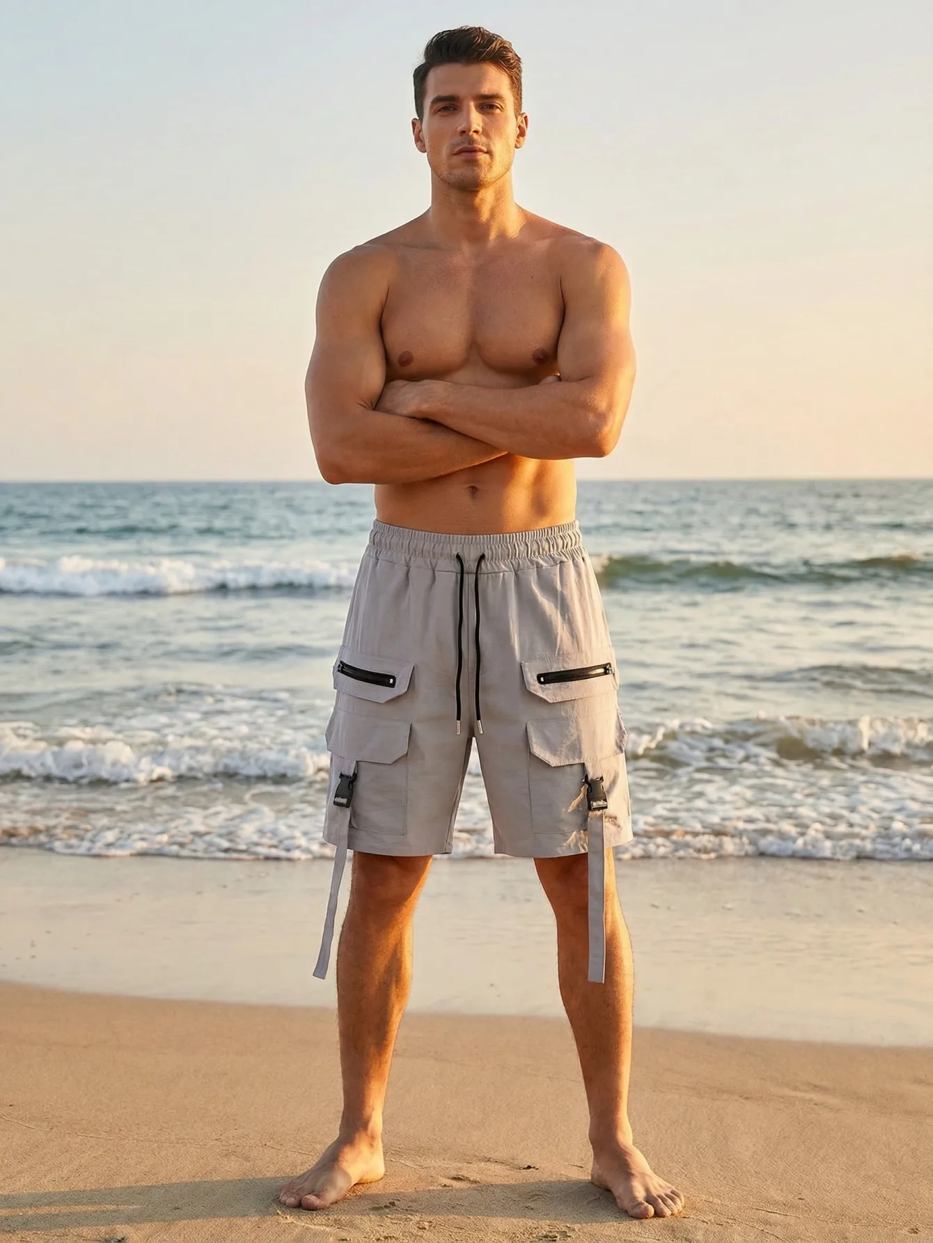 Мужская рабочая одежда, короткие брюки с пятью карманами и застежкой-молнией, повседневные и универсальные летние пляжные шорты
Мужская рабочая одежда, короткие брюки с пятью карманами и застежкой-молнией, повседневные и универсальные летние пляжные шорты