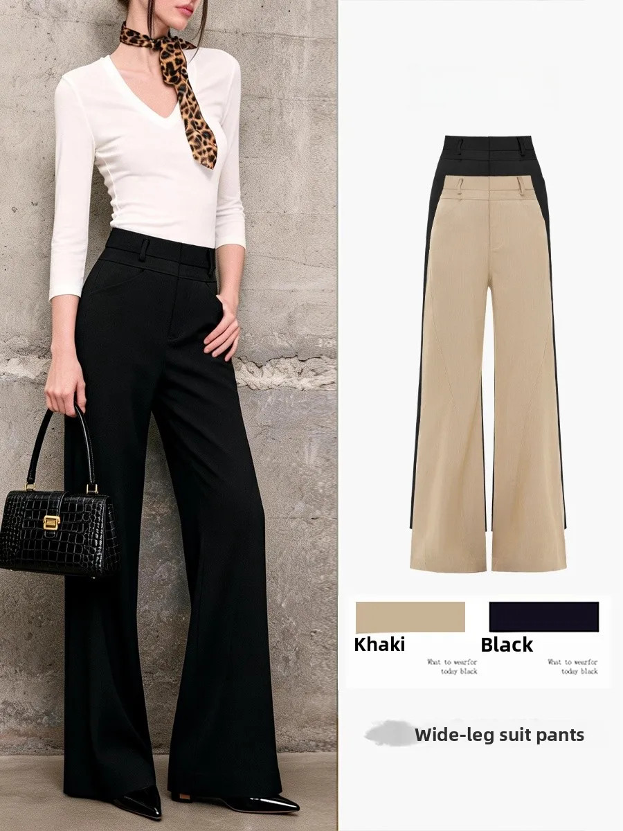 High Waist Wide Leg Pants Women's Commute Style Slimming Suit Pants Korean Version Polyester Fiber Straight Cut Trousers
High Waist Wide Leg Pants Women's Commute Style Slimming Suit Pants Korean Version Polyester Fiber Straight Cut Trousers