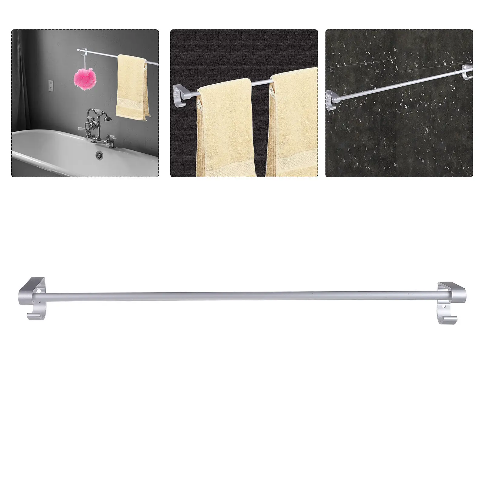 Premium Space Aluminum Towel Rack Heavy Duty Wall Mounted Single Pole Towel Hanger with Side Hooks for Bathroom Kitchen Lavatory
Premium Space Aluminum Towel Rack Heavy Duty Wall Mounted Single Pole Towel Hanger with Side Hooks for Bathroom Kitchen Lavatory
