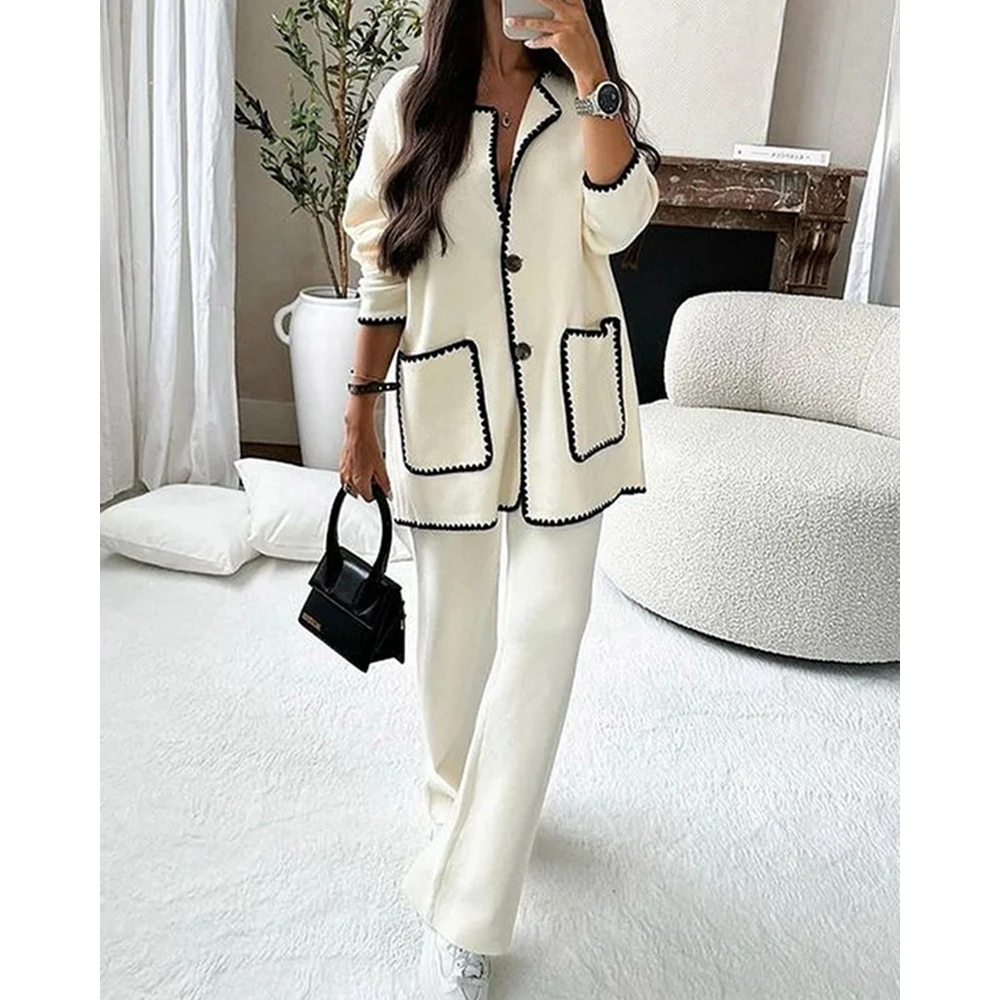 Autumn Women Colorblock Pocket Design Long Sleeve Round Neck Top & Pants Set Casual Korean Style Two Pieces Sets Outfits Y2k
Autumn Women Colorblock Pocket Design Long Sleeve Round Neck Top & Pants Set Casual Korean Style Two Pieces Sets Outfits Y2k