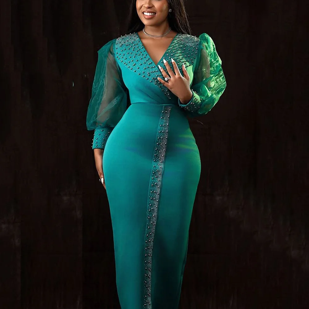 Luxury Dresses for Women 2025 New V Neck Beaded Transparent Sleeve Sheath Front Split Ankle Length Elegant Birthday Party Dress
Luxury Dresses for Women 2025 New V Neck Beaded Transparent Sleeve Sheath Front Split Ankle Length Elegant Birthday Party Dress