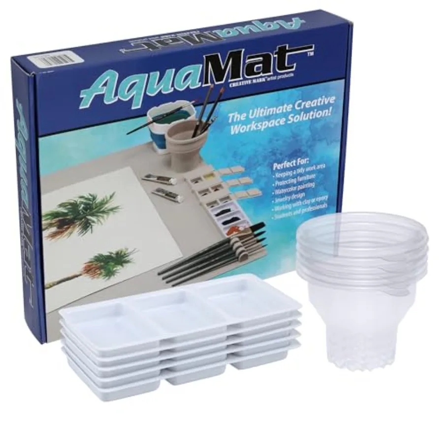 AquaMat Non-Slip Silicone Paint Mat - 23-3/8" x 21-3/8" - 5 Paint Cup Liners and 5 Palette Inserts for Artists, Painters and Cr
AquaMat Non-Slip Silicone Paint Mat - 23-3/8" x 21-3/8" - 5 Paint Cup Liners and 5 Palette Inserts for Artists, Painters and Cr