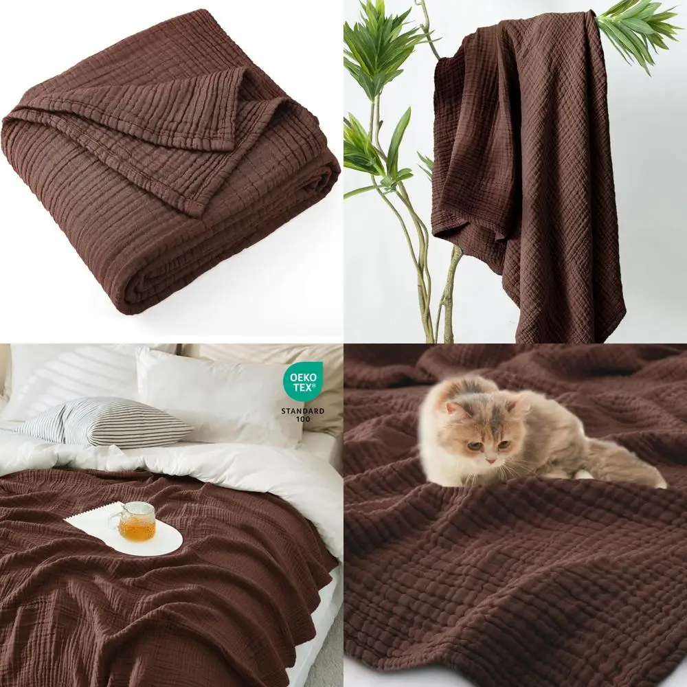 100% хлопковое муслиновое одеяло двойного размера — 4-слойное легкое летнее одеяло для кровати и дивана
100% хлопковое муслиновое одеяло двойного размера — 4-слойное легкое летнее одеяло для кровати и дивана