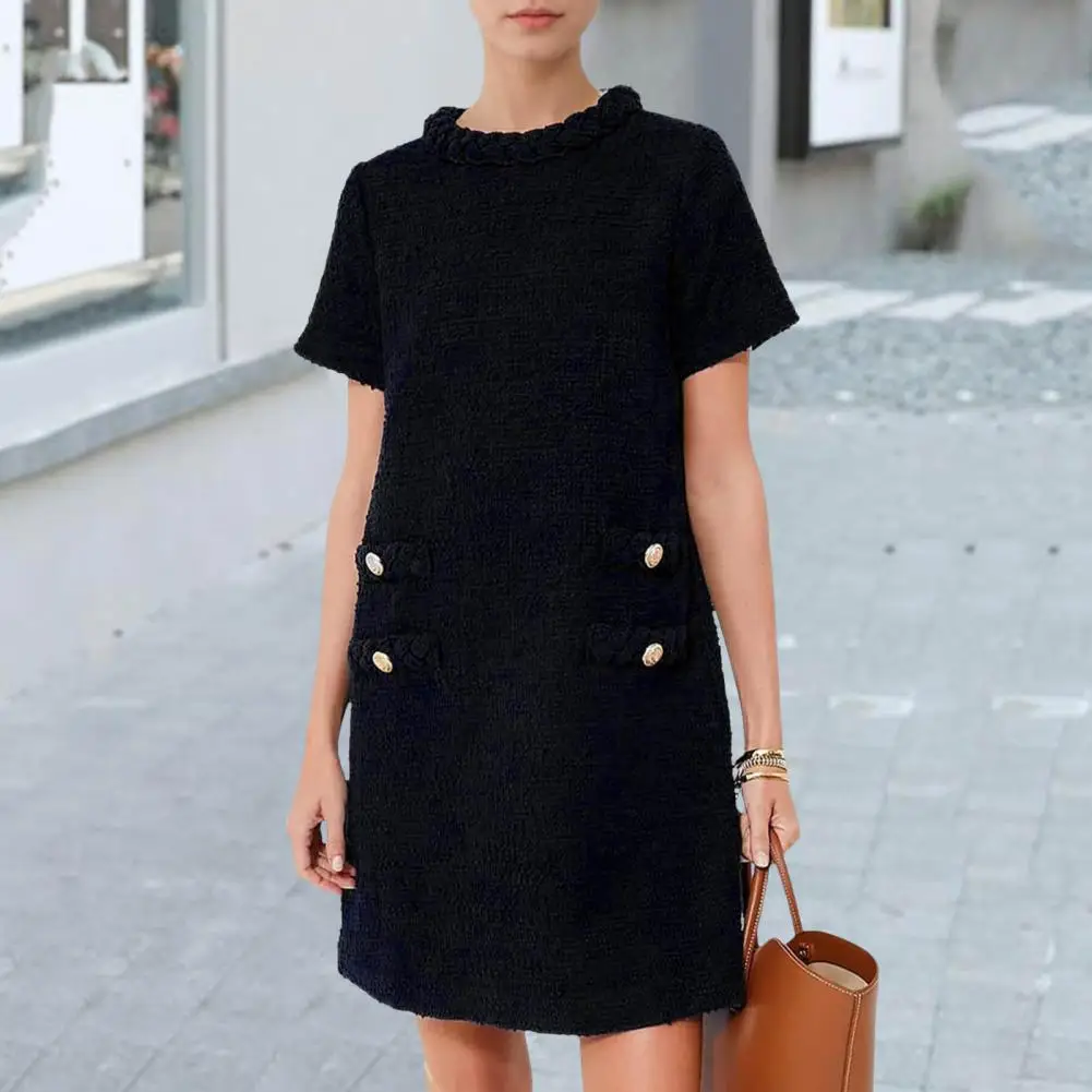 A-line Dress Vintage A-line Mini Dress with Button Decor Back Zipper Closure for Women Short Sleeves Solid Color Round Neck
A-line Dress Vintage A-line Mini Dress with Button Decor Back Zipper Closure for Women Short Sleeves Solid Color Round Neck