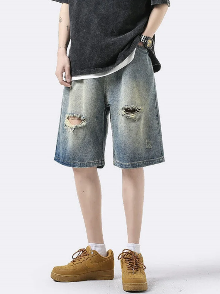 Мужские винтажные джинсовые шорты Waed с дырками, летние, модные, в стиле ретро, прямые, свободные, длиной до колена, дышащие, легкие, с прямыми штанинами
Мужские винтажные джинсовые шорты Waed с дырками, летние, модные, в стиле ретро, прямые, свободные, длиной до колена, дышащие, легкие, с прямыми штанинами