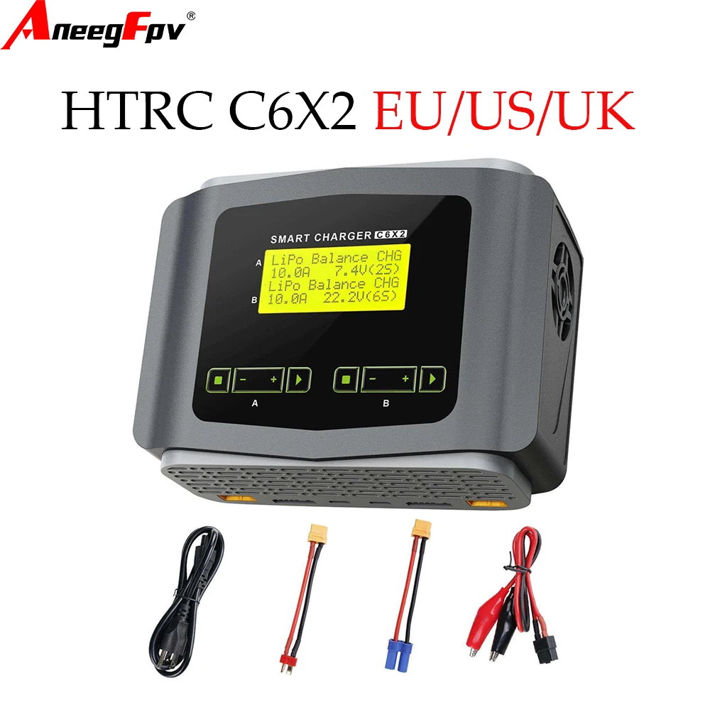 HTRC C6X2 Dual Channel Balance Charger LCD Screen LipoDischarger AC 150W DC 240W 10A 1-6S LiPo LiHV LiFe Li-ion 1-15S NiCd NiMH
HTRC C6X2 Dual Channel Balance Charger LCD Screen LipoDischarger AC 150W DC 240W 10A 1-6S LiPo LiHV LiFe Li-ion 1-15S NiCd NiMH