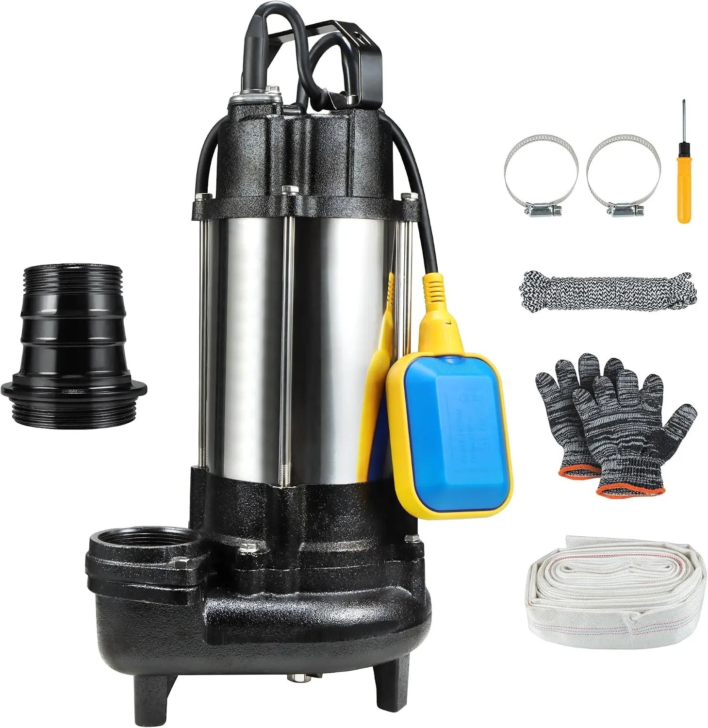 Sewage Grinder Pump, 1HP Submersible Sump Pump, 110V 6400GPH Stainless Steel Effluent Pumps with Automatic Float Switch, 2''
Sewage Grinder Pump, 1HP Submersible Sump Pump, 110V 6400GPH Stainless Steel Effluent Pumps with Automatic Float Switch, 2''
