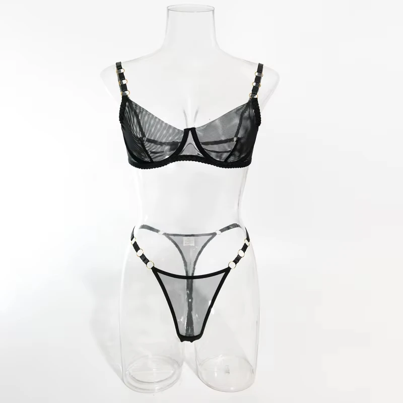 Bikini lingerie set with seductive patchwork, sheer, slim-fitting bra, two-piece set
Bikini lingerie set with seductive patchwork, sheer, slim-fitting bra, two-piece set