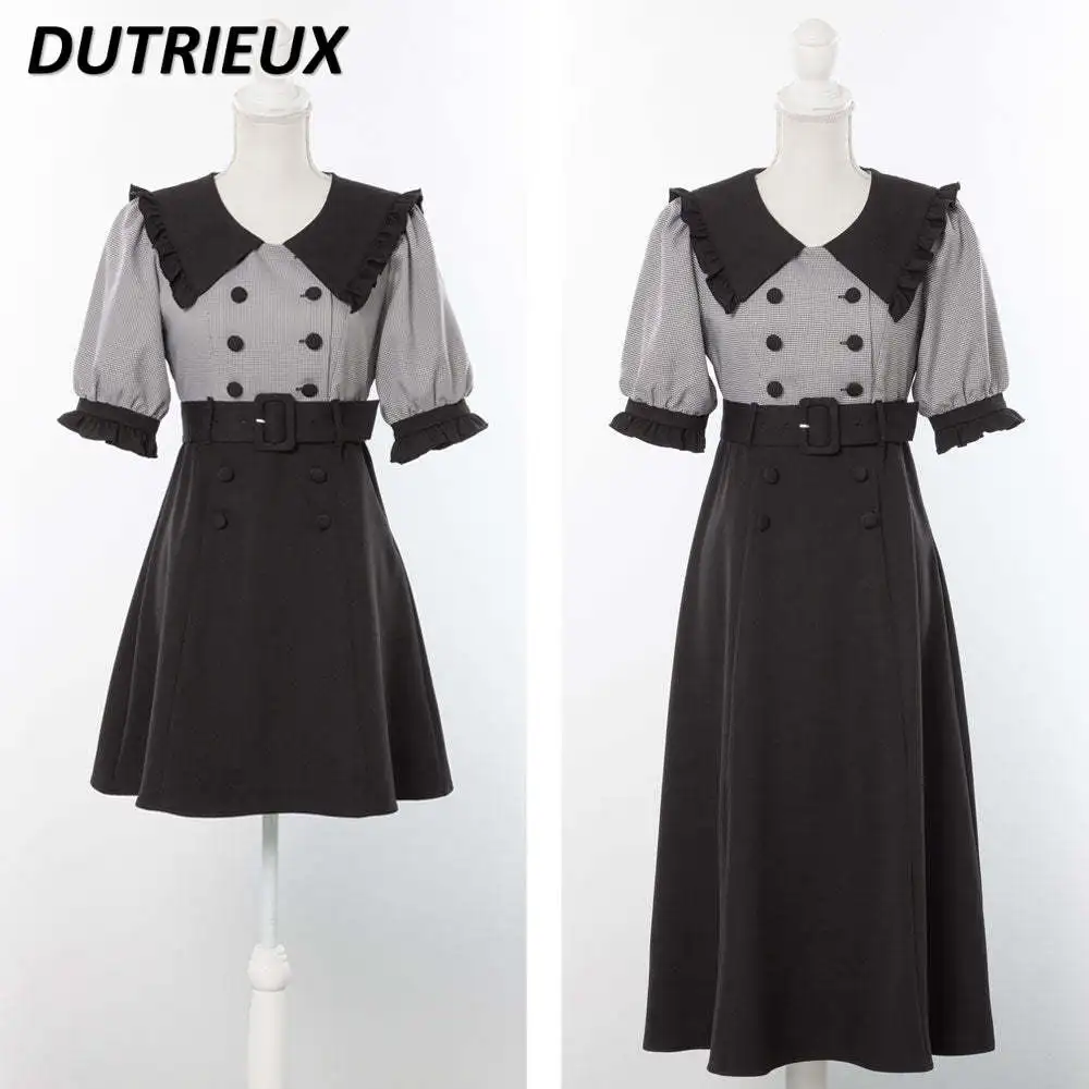 Summer New Short Sleeve Dress High Waist V-neck A- Line False Two-Piece Patchwork Long Dress Double Breasted Retro Dress
Summer New Short Sleeve Dress High Waist V-neck A- Line False Two-Piece Patchwork Long Dress Double Breasted Retro Dress