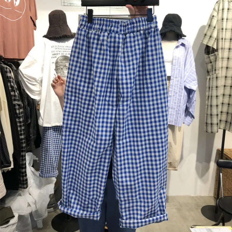 Summer New Plaid All-match Cropped Pants Elastic Waist Pockets Loose Wide Leg Casual Pant Fashion Vintage Women Clothing E6517
Summer New Plaid All-match Cropped Pants Elastic Waist Pockets Loose Wide Leg Casual Pant Fashion Vintage Women Clothing E6517