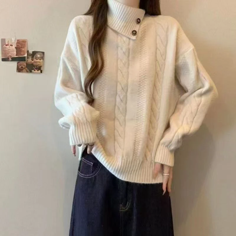 Women's Knitted Sweater Autumn Winter New Sle Loose Fit High Collar Twist Design Outerwear Warm Top for Casual Outdoor
Women's Knitted Sweater Autumn Winter New Sle Loose Fit High Collar Twist Design Outerwear Warm Top for Casual Outdoor