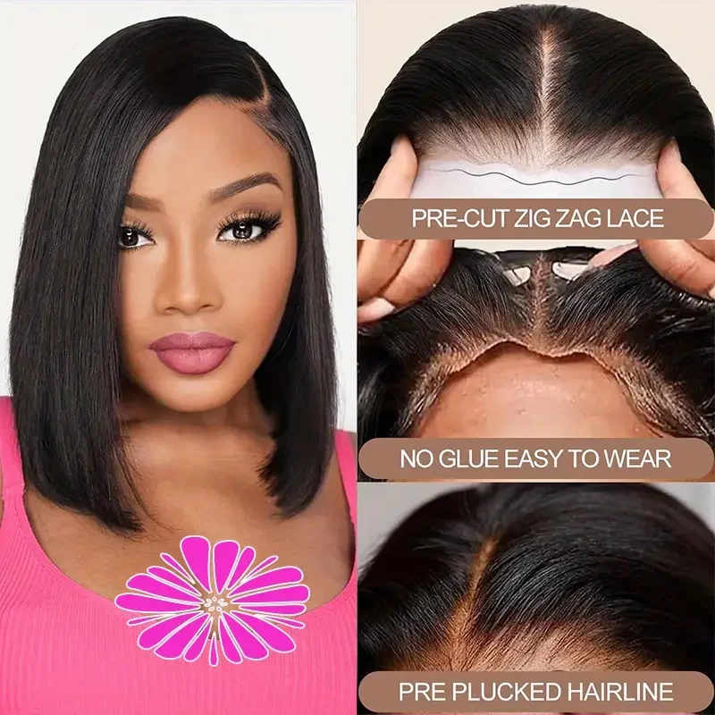 Wear And Go Bob Бесклеевой прямой парик из человеческих волос для женщины 13x4 4x4 HD Предварительно вырезанный кружевной передний черный парик из бесклеевых волос Легко носить
Wear And Go Bob Бесклеевой прямой парик из человеческих волос для женщины 13x4 4x4 HD Предварительно вырезанный кружевной передний черный парик из бесклеевых волос Легко носить