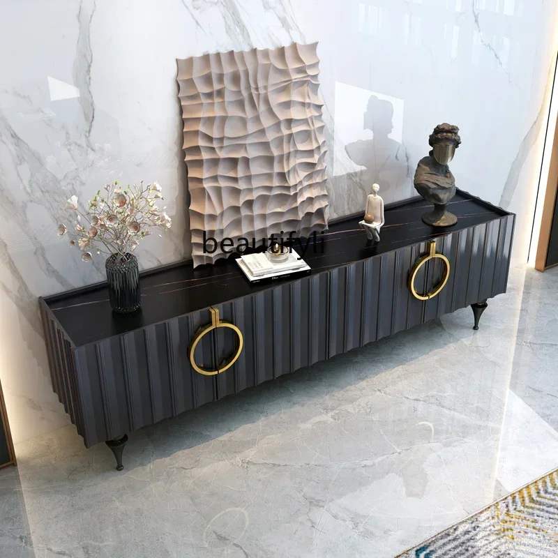 Rock slab TV cabinet coffee table combination living room designer high-end American light luxury 
Rock slab TV cabinet coffee table combination living room designer high-end American light luxury