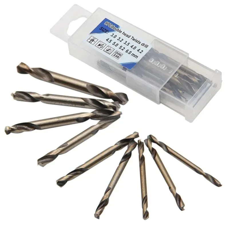 9Pcs Double Ended Twist Drill Bit Set HSS 4341, 3-6mm Straight Shank Drill Bits for Wood, Metal & Plastic Drilling
9Pcs Double Ended Twist Drill Bit Set HSS 4341, 3-6mm Straight Shank Drill Bits for Wood, Metal & Plastic Drilling