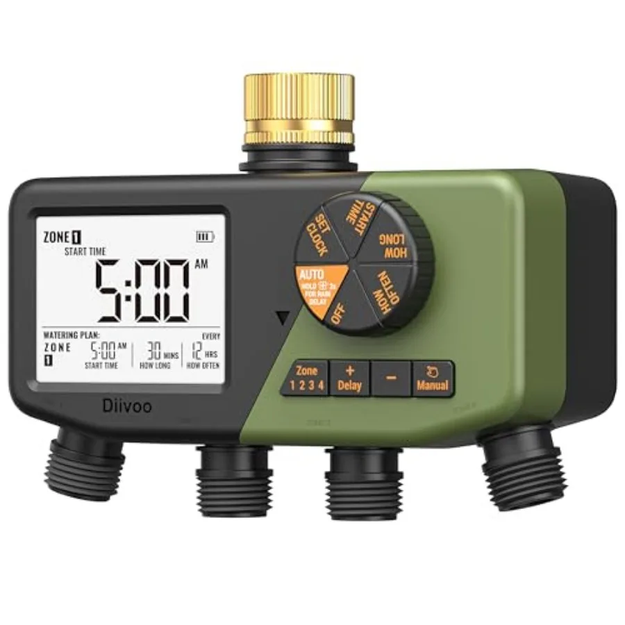 4 Zone Sprinkler Timer with Brass Inlet IP68 Waterproof Water Timer for Garden Hose with Large Display Digital Control and Rain
4 Zone Sprinkler Timer with Brass Inlet IP68 Waterproof Water Timer for Garden Hose with Large Display Digital Control and Rain