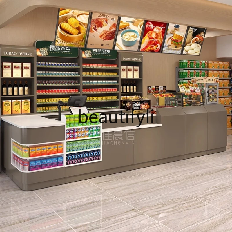 Convenience Store Cash Register Supermarket Cash Register Alcohol Cabinet with Bar Counter Cashier Combination Steel Shop
Convenience Store Cash Register Supermarket Cash Register Alcohol Cabinet with Bar Counter Cashier Combination Steel Shop