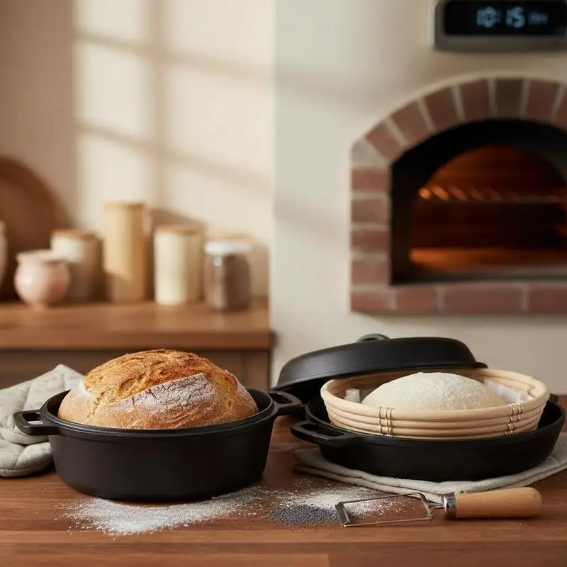 Cast Iron Dutch Oven, 2-in-1 Pre-Seasoned Pot with Skillet Lid, 5QT Cookware Pan with Proofing Basket, Bread Baking Accessories, Bread-Oven Compatible 500℉
Cast Iron Dutch Oven, 2-in-1 Pre-Seasoned Pot with Skillet Lid, 5QT Cookware Pan with Proofing Basket, Bread Baking Accessories, Bread-Oven Compatible 500℉