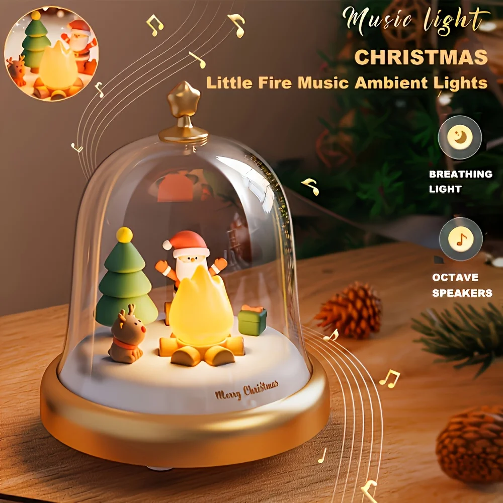 F2 Rechargeable Santa Claus Little Flame Music Box, with LED Night Light, Adjustable Brightness Table Lamp Portable Bedside Lamp
F2 Rechargeable Santa Claus Little Flame Music Box, with LED Night Light, Adjustable Brightness Table Lamp Portable Bedside Lamp