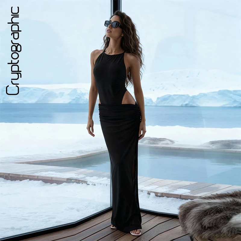 Women's Swimwear Two Piece Set Off Shoulder Swimsuit Jumpsuit High Split Mesh Skirt Beach Cover Up Ruched Waist Resort Wear
Women's Swimwear Two Piece Set Off Shoulder Swimsuit Jumpsuit High Split Mesh Skirt Beach Cover Up Ruched Waist Resort Wear