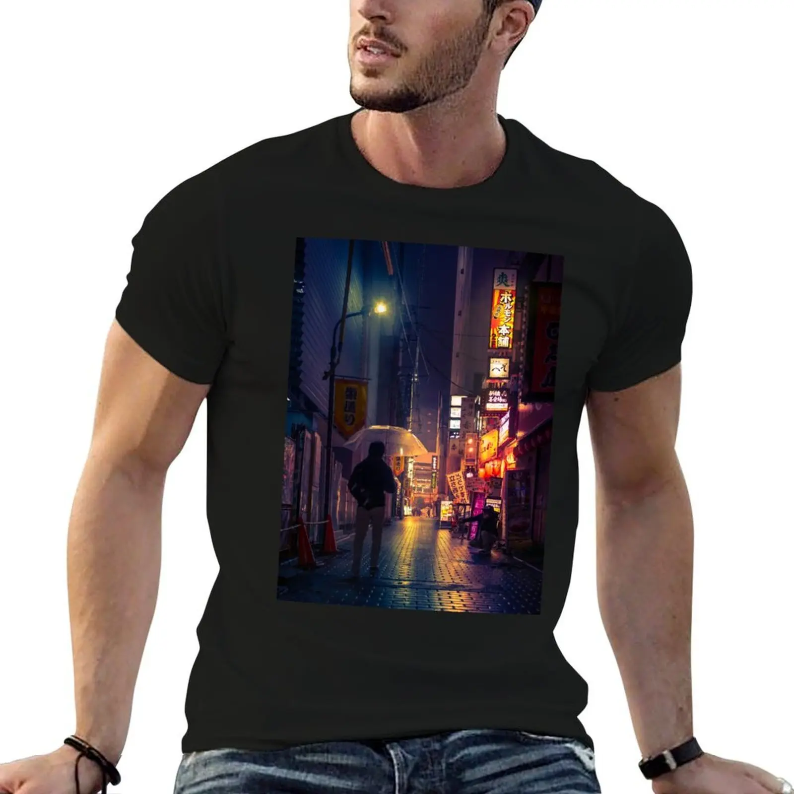 Neon Noir Street Reflecting the warm yellow and orange light from the bar area. T-Shirt t shirts for man cotton T-Shirt
Neon Noir Street Reflecting the warm yellow and orange light from the bar area. T-Shirt t shirts for man cotton T-Shirt