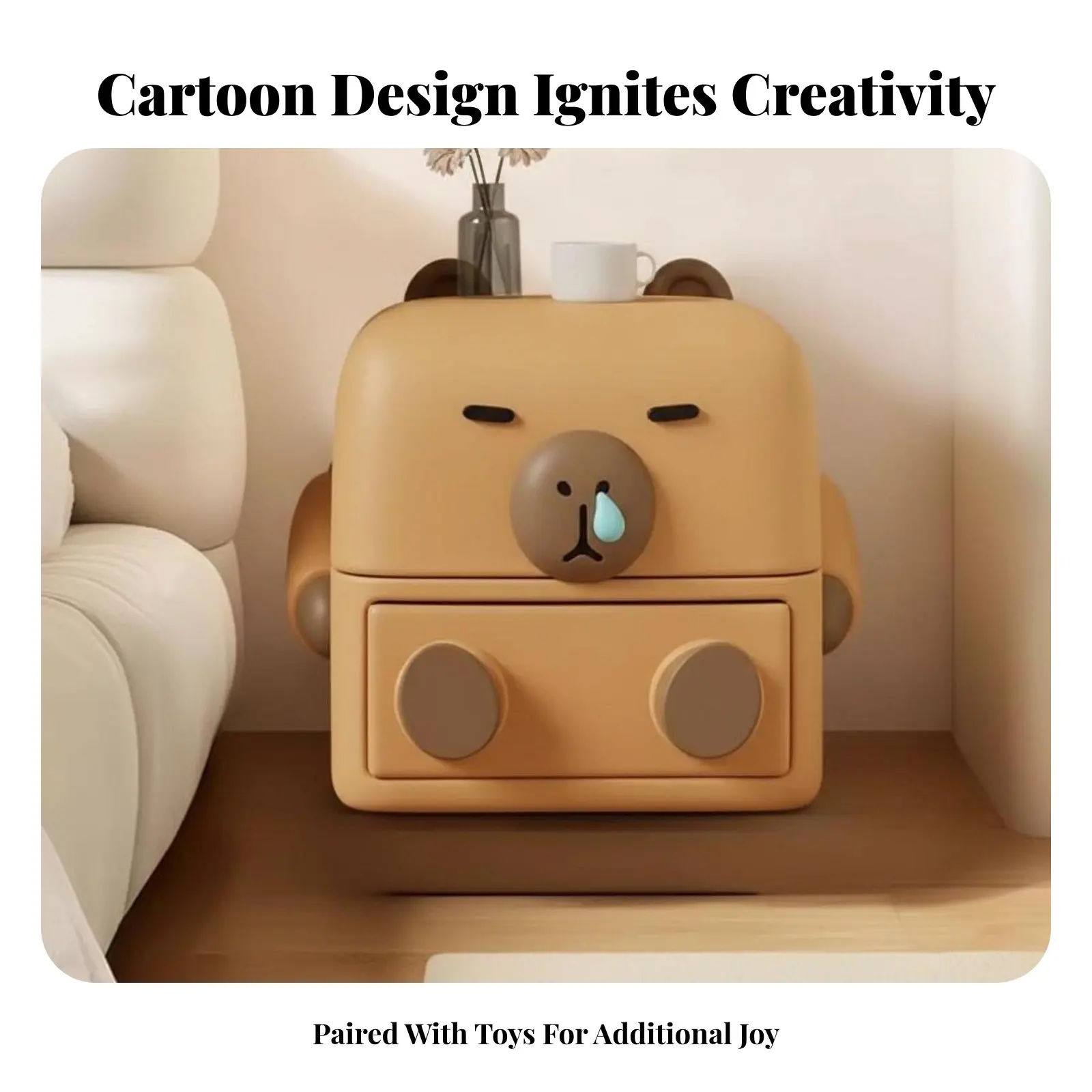 Toasted Breaded breadShaped End Table Cartoon Design Narrow Bedside Table Cute Appearance with Drawer and Shelf for Children
Toasted Breaded breadShaped End Table Cartoon Design Narrow Bedside Table Cute Appearance with Drawer and Shelf for Children