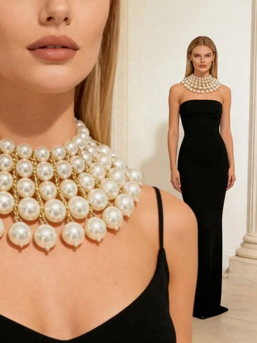 Exaggerated Pearl Choker Necklace For Women Y2K Style Bold Statement Jewelry For Formal Party Occasion
Exaggerated Pearl Choker Necklace For Women Y2K Style Bold Statement Jewelry For Formal Party Occasion