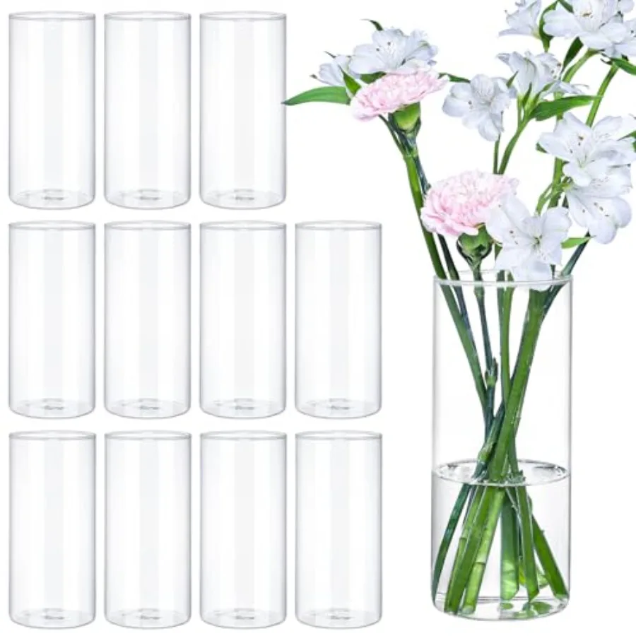 12Pcs Glass Cylinder Vases 8 Inch Tall Clear for Wedding Centerpieces, Party Table Decor, Hurricane Floating Candle Holder, Hom
12Pcs Glass Cylinder Vases 8 Inch Tall Clear for Wedding Centerpieces, Party Table Decor, Hurricane Floating Candle Holder, Hom