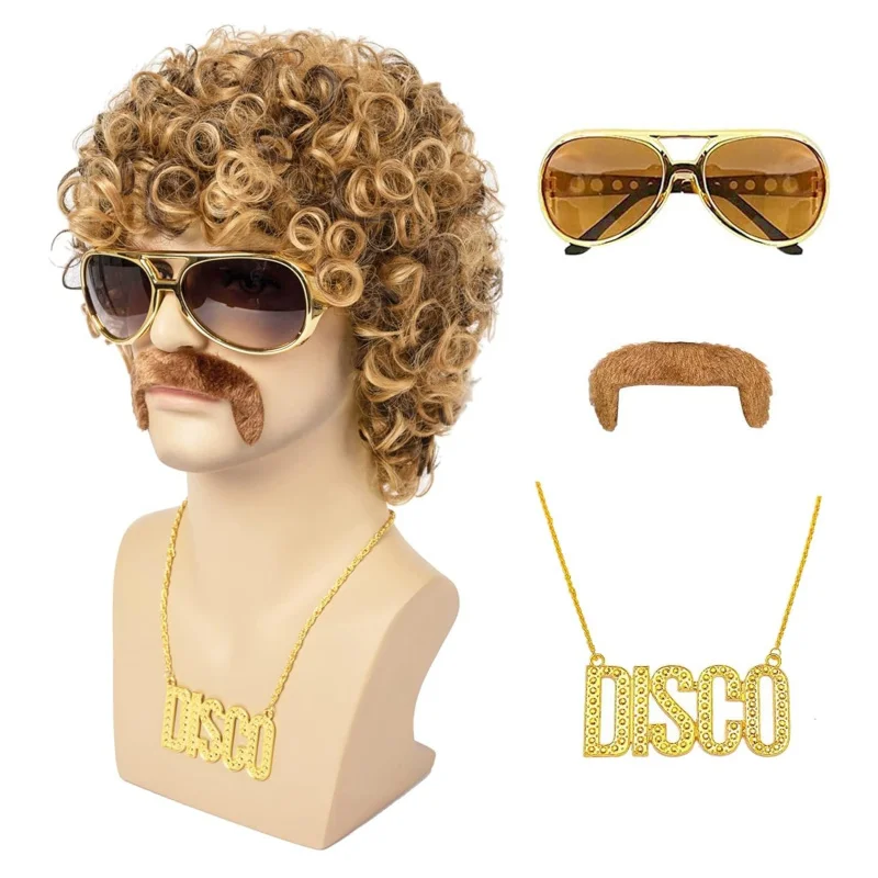 Disco Wig 5Pcs Set,70'S Afro Short Curly Wig For Men,Synthetic Fluffy,For Halloween Disco Party
Disco Wig 5Pcs Set,70'S Afro Short Curly Wig For Men,Synthetic Fluffy,For Halloween Disco Party